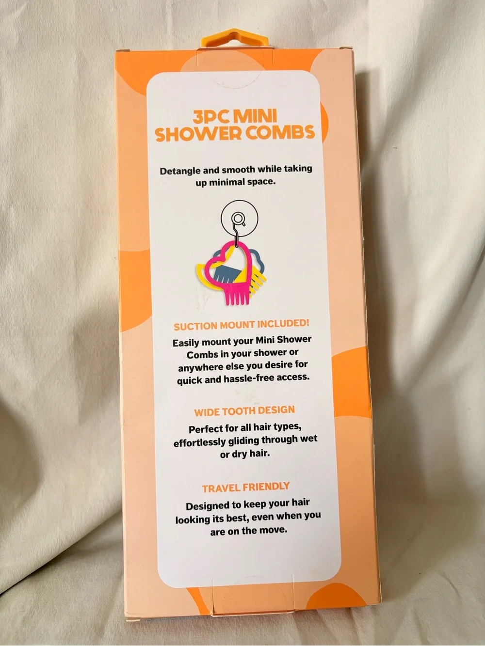 3PC Mini Shower Combs Set - Blue, Yellow, Pink